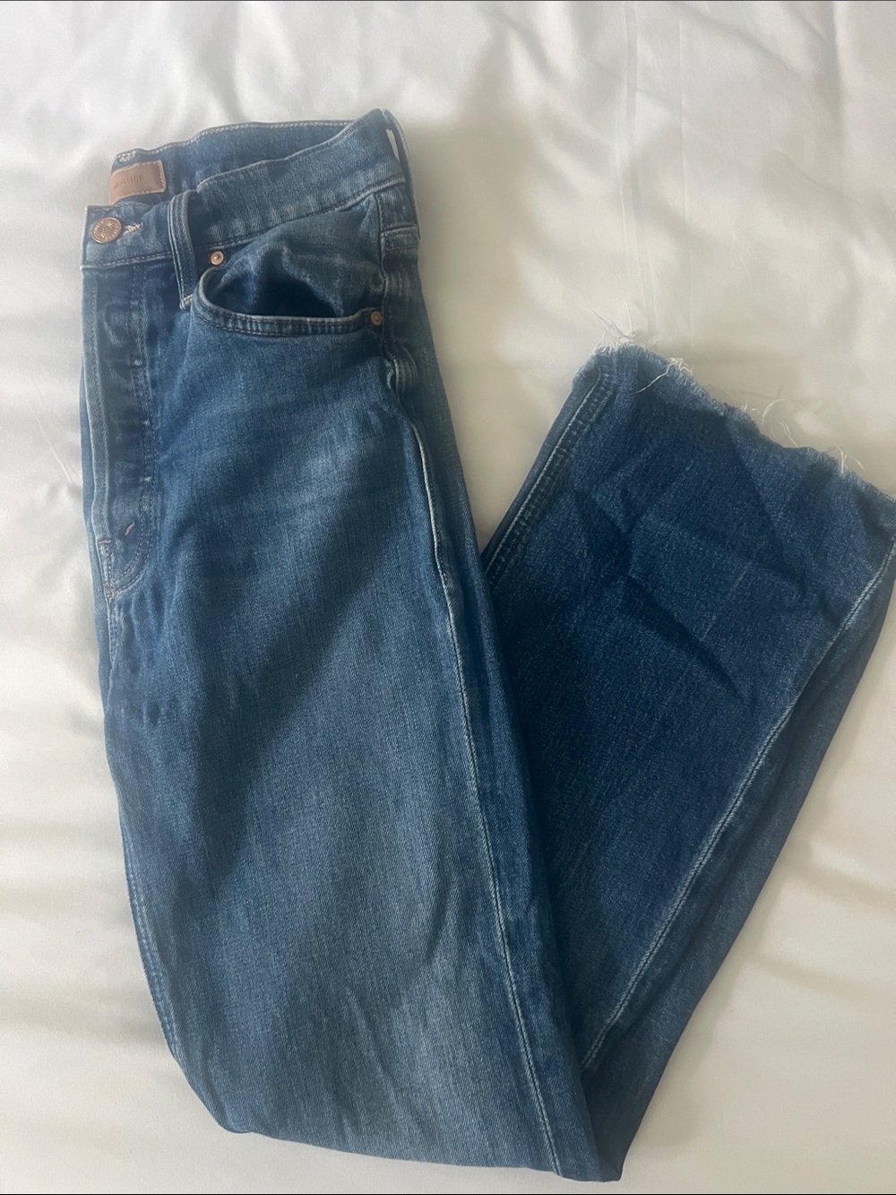 MOTHER Straight Leg Jeans in Deep Blue Wash